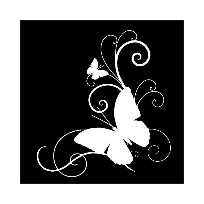 sticker papillon en vinyle 15.2cm x 16.6cm - couleurs blanc