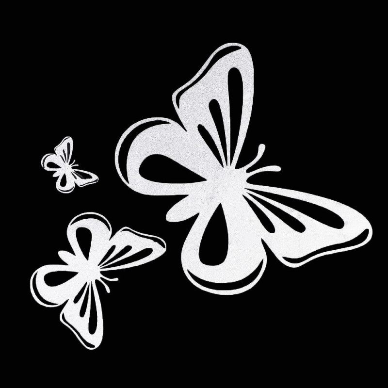 sticker papillon - Papillons Noirs et Blancs - Autocollants Vinyles pour Vitres de Voiture Blanc