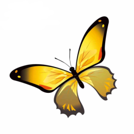 Autocollant Papillon Jaune en PVC - 2 tailles au choix