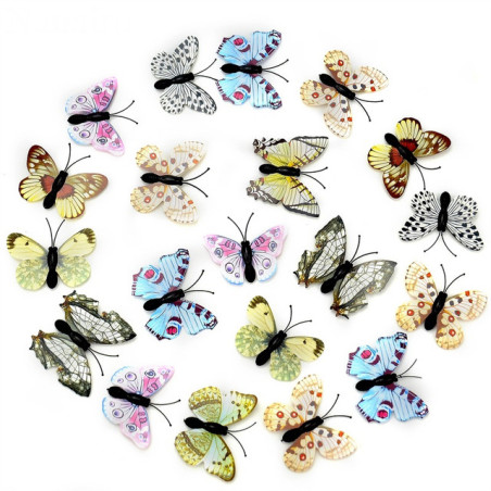 Lot de 100 pièces d'Autocollants Mural Papillons Floral 3D Colorés - Blanc