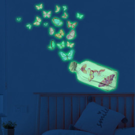 Vue sombre Grand Autocollant Papillon Design Bouteille papillons Phosphorescents