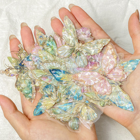 Autocollants Papillons Couleur Cristal et feuille d'or - Lot de 40 pièces