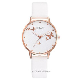 Montres-bracelet Papillon en Cuir pour femmes Blanc