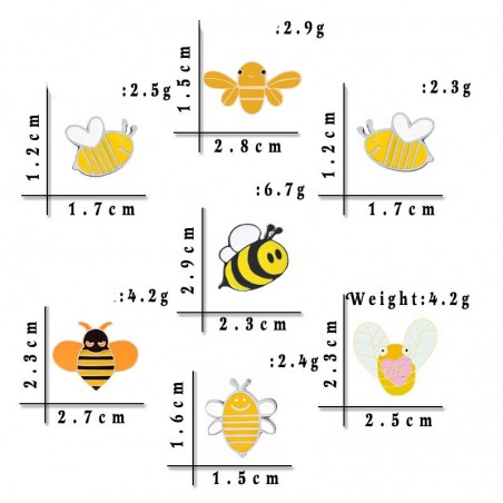 Broche Pin's motif abeille modèle dimensions