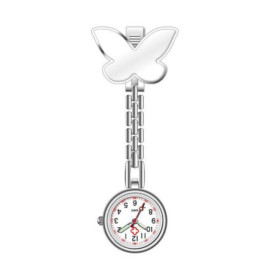 Montre de poche pour infirmière à Quartz avec Grand Papillon couleur Blanc
