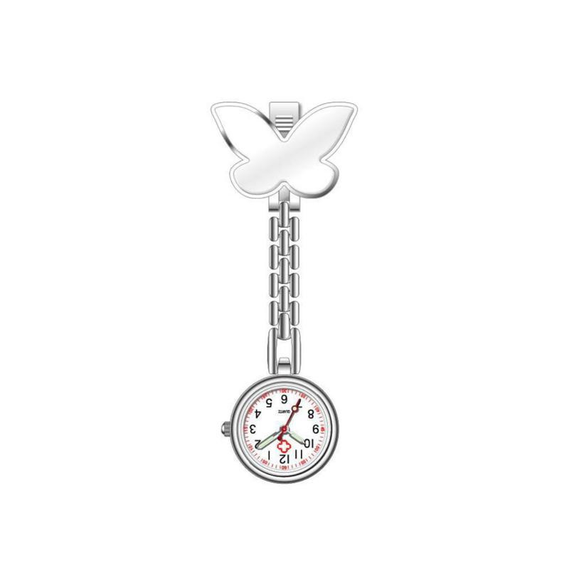 Montre de poche pour infirmière à Quartz avec Grand Papillon couleur Blanc