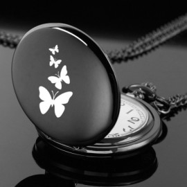 vue détaillée de la  Montre de Poche Papillon Vintage à quartz Papillons noir pour Femmes