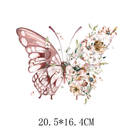 Dimensions de l'Écusson Papillon Thermocollant - Grand Papillon et Fleurs