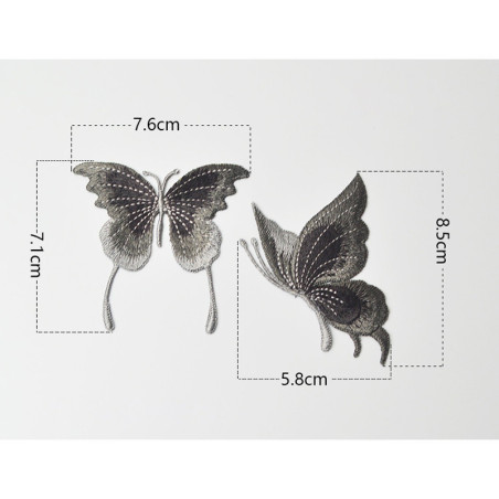 Dimensions de l'écussons Papillons brodés Ailes Papillon en Dentelle