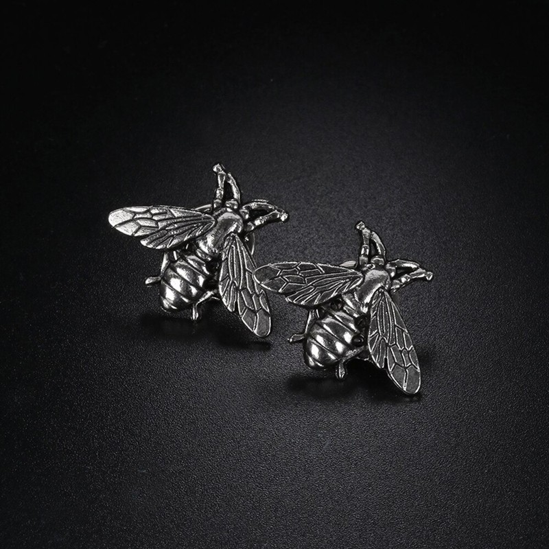 Broche Abeille Rétro en alliagede couleur argent - vue d'ensemble