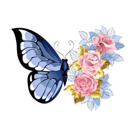Écusson Papillon mi-papillon mi-roses Thermoadhésif