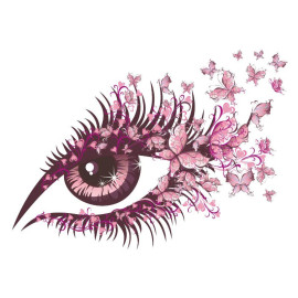 Écusson Papillon Thermocollant - Oeil de Papillons Roses