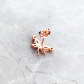 Vue arrière des Petites Boucles d'oreilles Libéllule en Argent Sterling 925 avec Pierres en Zircon