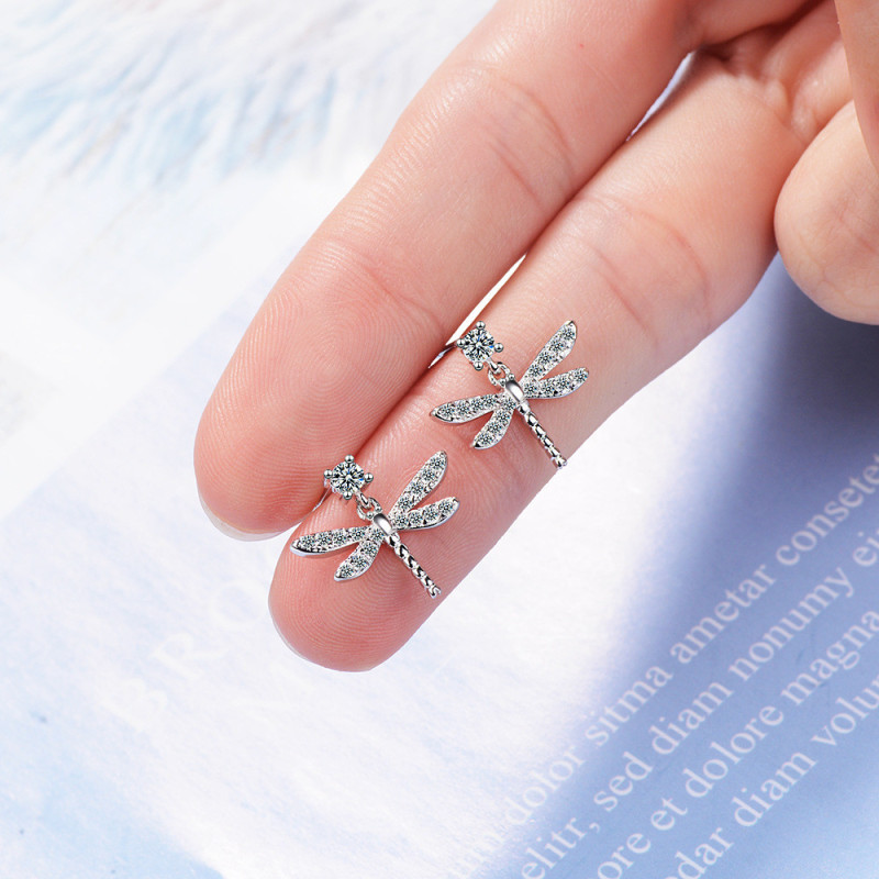 Boucles d'oreilles Libéllule en Argent Sterling 925 étincelant