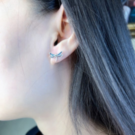 Design Boucles d'oreilles Libéllule en Argent Sterling 925 avec Strass Colorés en Zircon