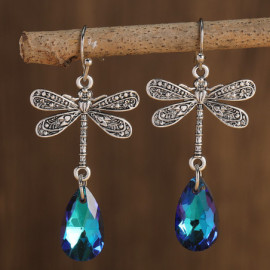 Boucles d'oreilles Pendantes Libéllule Vintage avec Pierre