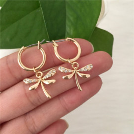Petites boucles d'oreilles Libéllule Créoles Couleur Or