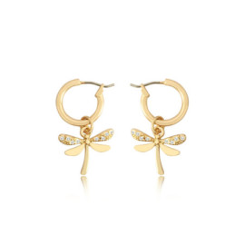 Détails des Magnifiques Petites boucles d'oreilles Libéllule Créoles Couleur Or