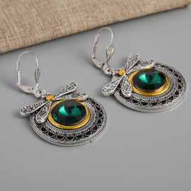 Détails des Boucles d'oreilles Libéllule Design Créateur Vintage en Cristal