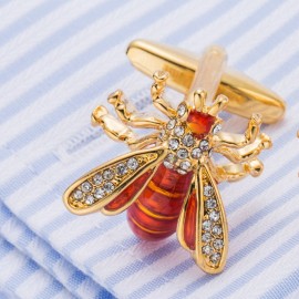 Boutons de manchette de chemise abeille en métal et cuivre
