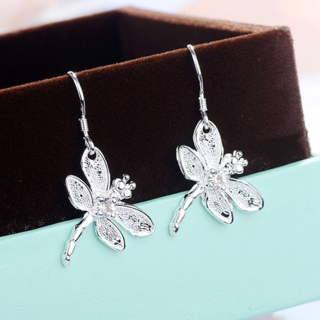 Détails des Boucles d'oreilles pendantes Libéllule en Argent Sterling 925 avec Strass