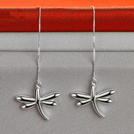 Détails des Boucles d'oreilles Longues Libéllule en Argent Sterling 925