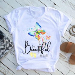 T-shirt Papillons imprimé "Trop beau pour la terre"
