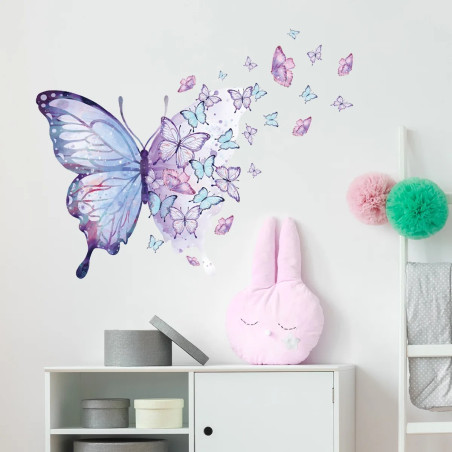 Détails du Grand Sticker mural Papillon aux tons Violet