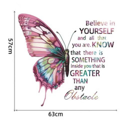 Dimensions du Grand Sticker mural Papillon Avec Message Motivation