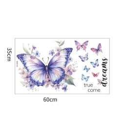 Dimensions du Sticker Mural Papillon avec Citation Inspirante Dreams Come True