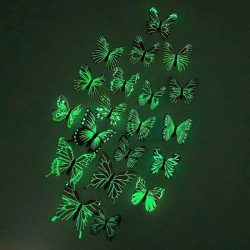 Vue complète des Stickers muraux Volée de Papillons Colorés Phosphorescents
