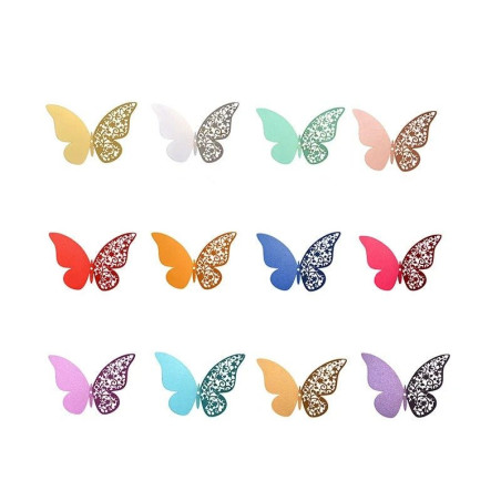 Détails des Autocollants Papillons 3D Papillons Papier Nacré - Lot de 12 pièces - 7 couleurs au choix !