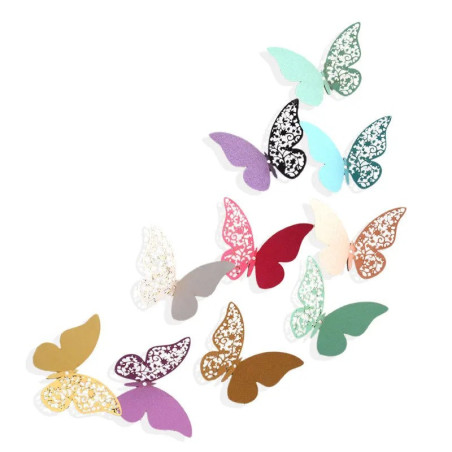 Autocollant Papillons 3D Papillons Papier Nacré - couleur multicolore