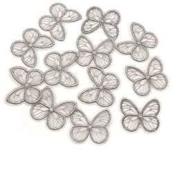 Gris Écussons Papillons Ailes Papillon Brodés en Maille - Lot de 20 pièces - 9 couleurs au choix