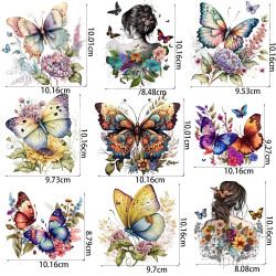 Dimensions Patchs thermocollants sur le thème des papillons - 9 pièces