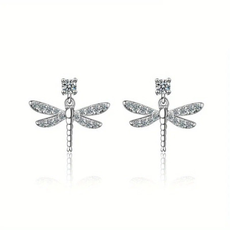 Détails des Boucles d'oreilles Pendantes Libéllule Strass Scintillement Polaire