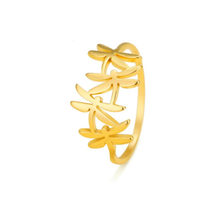 Détails de la Bague Libéllule Style Minimaliste en Accier Inoxydable Couleur Or