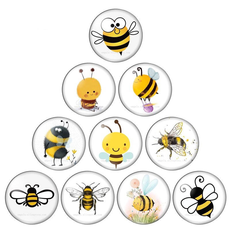 Cabochon en verre Abeille - Arrière plat