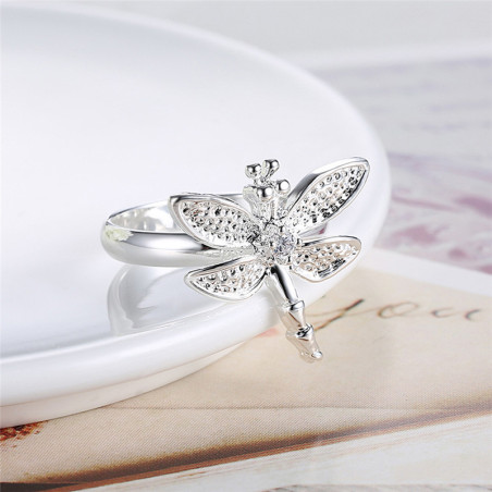 Vue détaillée Bague Libéllule Ailles Strass en Argent Sterling 925