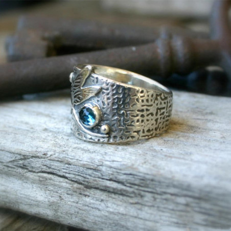 Autre côté de la Bague Libellule Vintage Strass Bleu Et Libéllule Sculptée