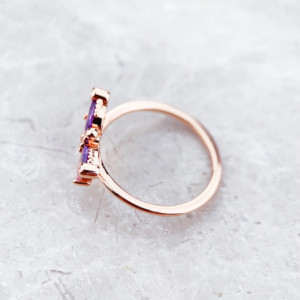 Face arrière Bague Libéllule en Argent Sterling 925 et Or Rose