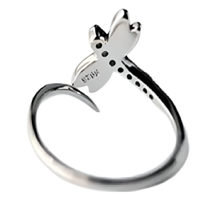 Vue arrière Bague Libéllule en Argent Sterling 925 avec Strass - Ajustable !