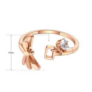 Dimension de la Bague Libéllule Design en acier Inoxydable Couleur Or Rose