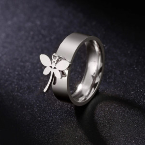 Bague Libéllule Design Moderner en Acier inoxydable  couleur Argent