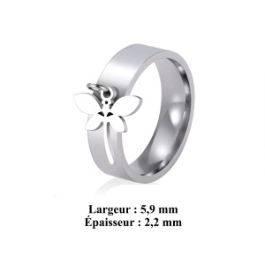 Dimensions Bague Libéllule Design Moderner en Acier inoxydable - 2 couleurs au choix !