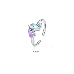 Dimension Bague Libéllule ouverte en Argent Sterling 925 avec cristaux Arc-en-Ciel
