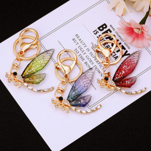 Porte-clés Libéllule avec Ailes de Cristal - 3 couleurs au choix