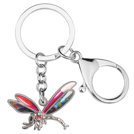 Porte-clés Libéllule en émail Couleur couleur Rouge