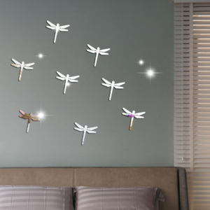 Autocollants Muraux Libéllule Miroir Couleur Argent