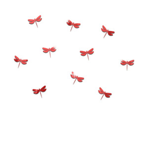 Autocollant Libéllule en forme de Miroir Libellule en 3D - Lot de 10 pièces Couleur Rouge